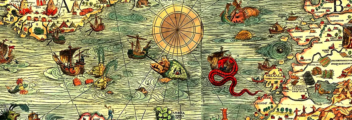 Detail from a map of Scandinavia by Olaus Magnus, c.1539.