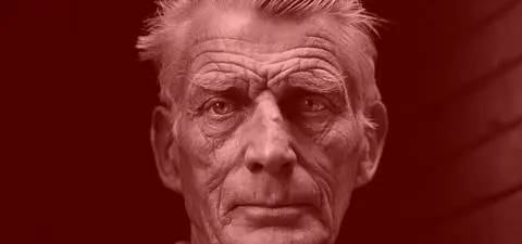 Close-up portrait of an elderly man with weathered skin and silver hair, showcasing deep facial lines and an intense gaze. The image has a reddish tint.