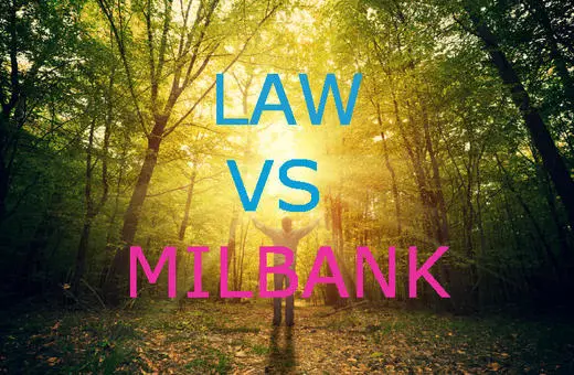 A person stands in a sunlit forest, with the text 