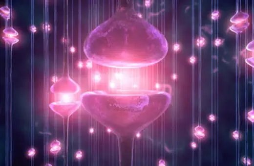 A futuristic, ethereal landscape featuring glowing, pinkish orbs suspended from delicate strands, exuding a mystical ambiance.